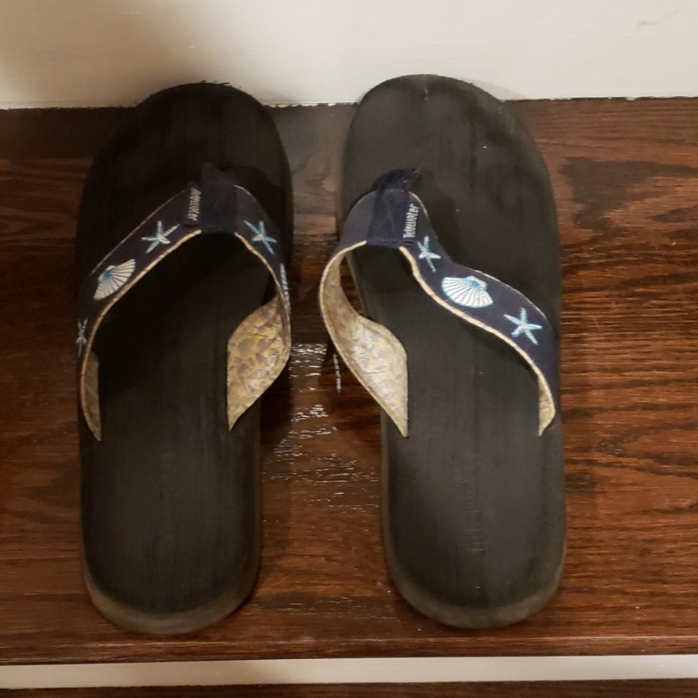 Tidewater blue seashell &/starfish flip flops